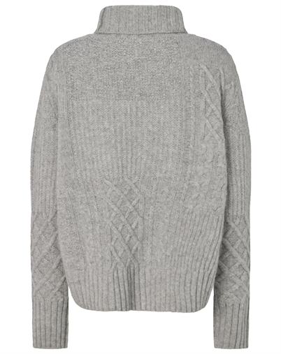 Rabens Saloner - Anli Patchwork Knit Sweater - Light Grey Melange